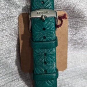 Fossil Spare Watch Strap Leather Turquois with Embossed Flower